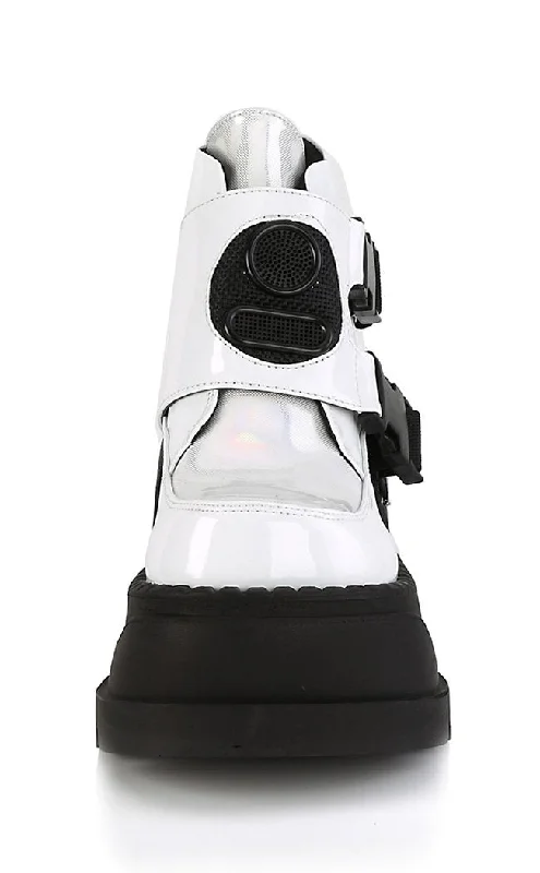 STOMP-15 White Holographic Platform Sneakers