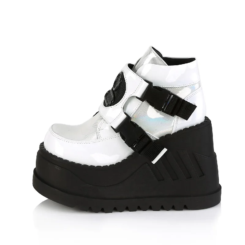 STOMP-15 White Holographic Platform Sneakers