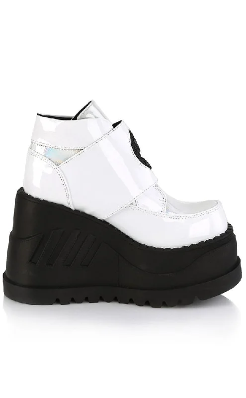 STOMP-15 White Holographic Platform Sneakers