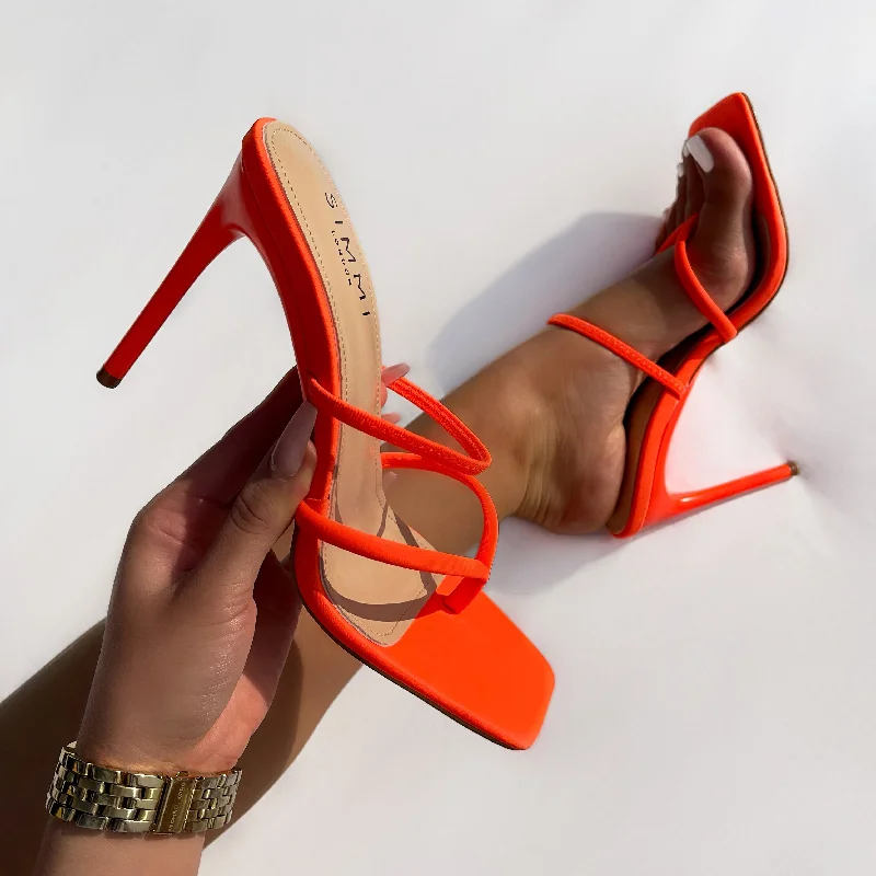 Troy Orange Toe Post Stiletto Mules