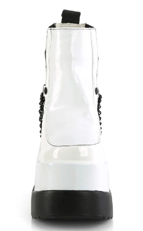 VOID-50 White Holo Patent Ankle Boots