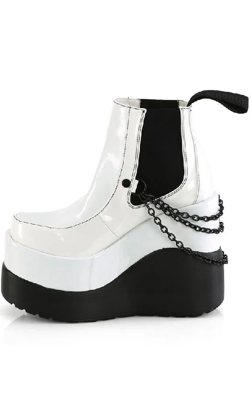 VOID-50 White Holo Patent Ankle Boots