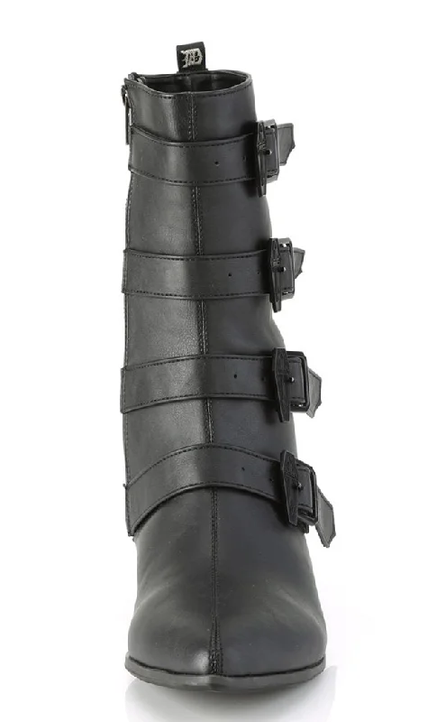 WARLOCK-110-C Black Vegan Winklepicker Coffin Boots