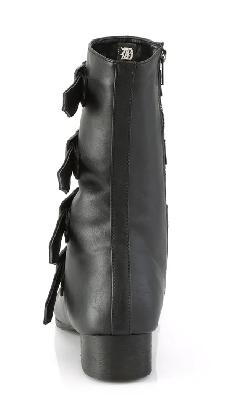 WARLOCK-110-C Black Vegan Winklepicker Coffin Boots