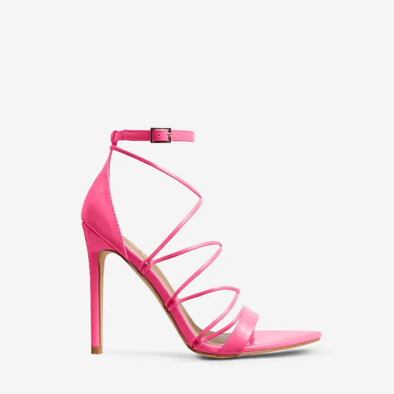 Yatta Strappy Pointed Toe Stiletto Heel In Pink Patent