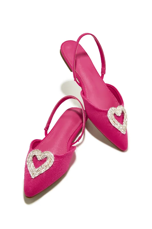 All Love Embellished Sling Back Flat - Pink