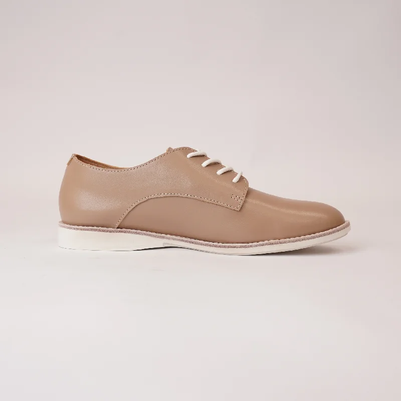 Derby Super Soft Latte Leather Lace Up Flats