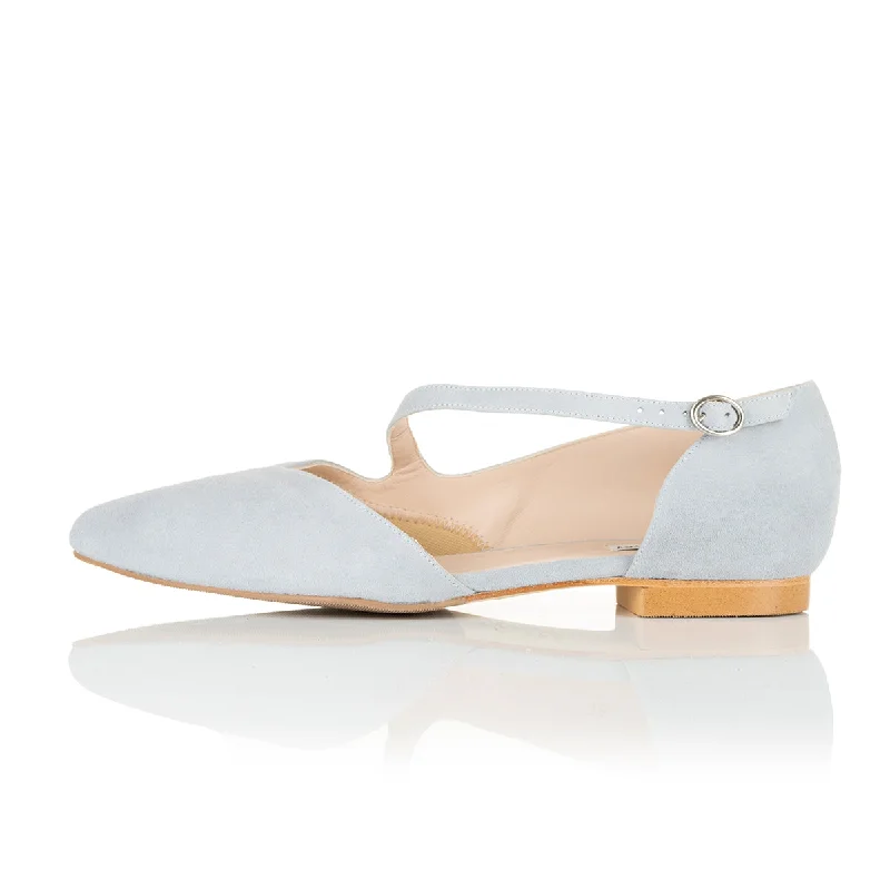 Indy Extra-Wide Fit Flats - Pale Blue Suede