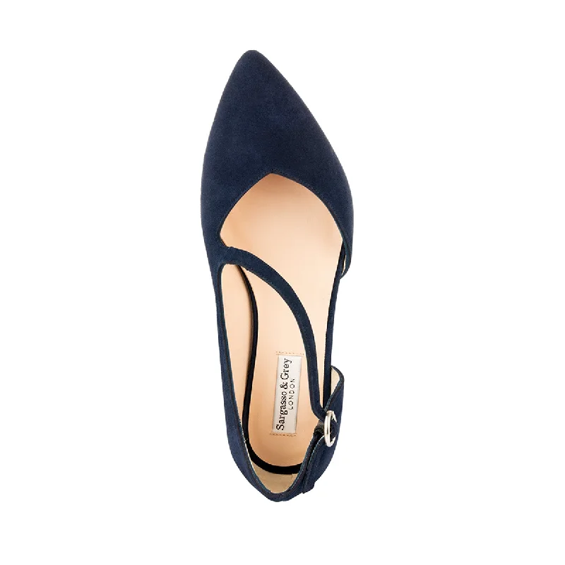 Indy Extra-Wide Fit Flats - Navy Suede