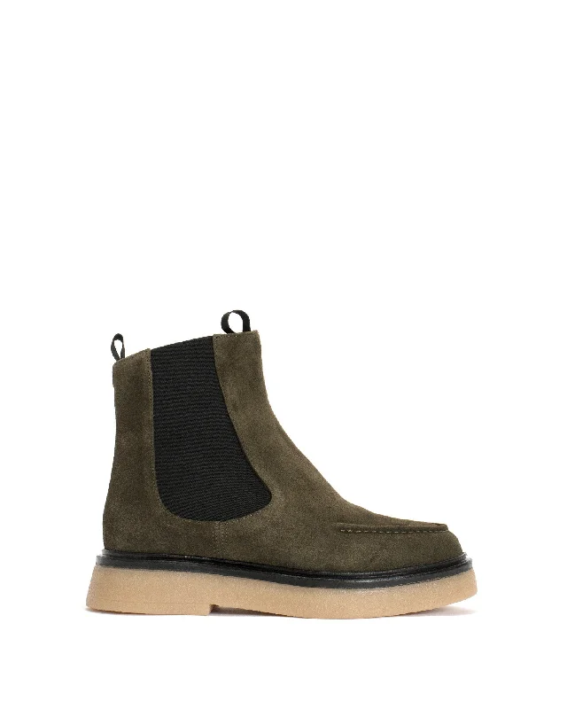 Kikie Calf suede Moss green & Natural