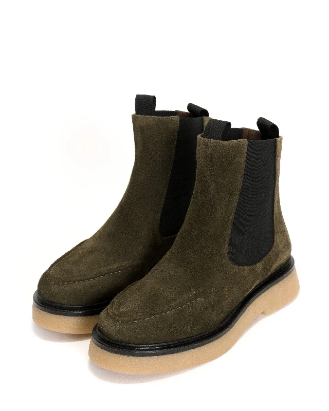 Kikie Calf suede Moss green & Natural