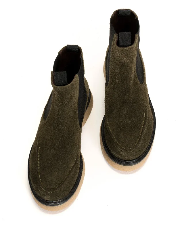 Kikie Calf suede Moss green & Natural