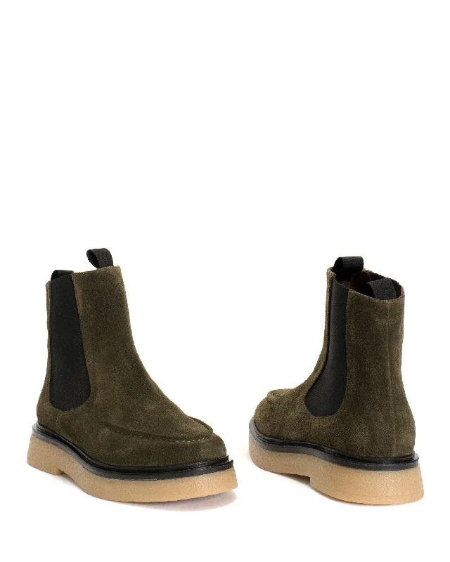 Kikie Calf suede Moss green & Natural