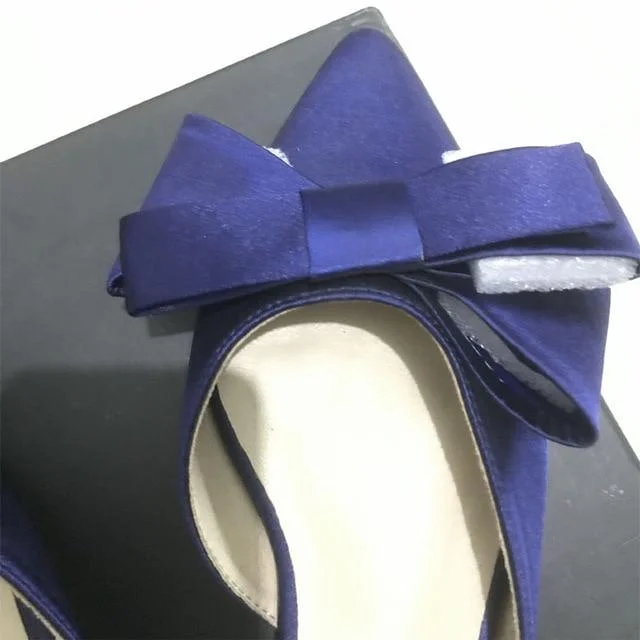 Silk Satin Pointed Bow Tie Flats Slippers