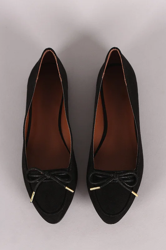 Qupid Almond Toe Bow Loafer Flats