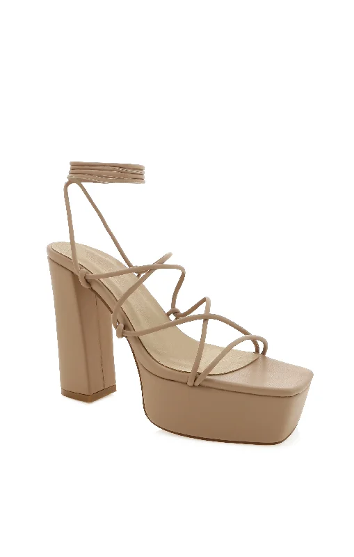 Billini Maude Platform Wrap Up Heel ~ Parchment