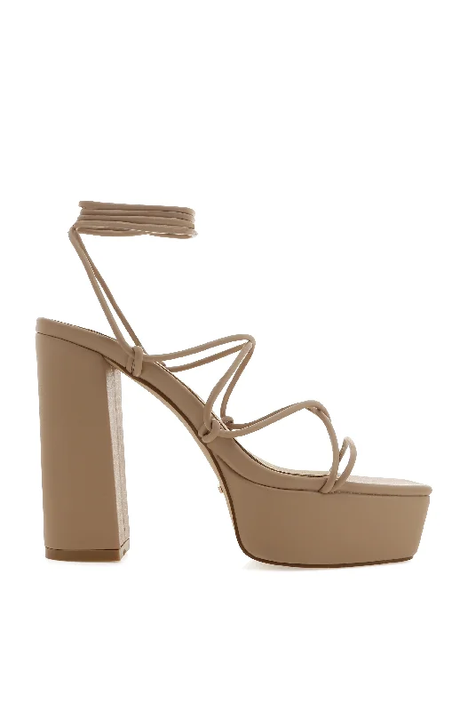 Billini Maude Platform Wrap Up Heel ~ Parchment