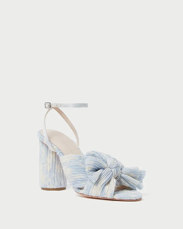 Camellia Blue Floral Bow Heel