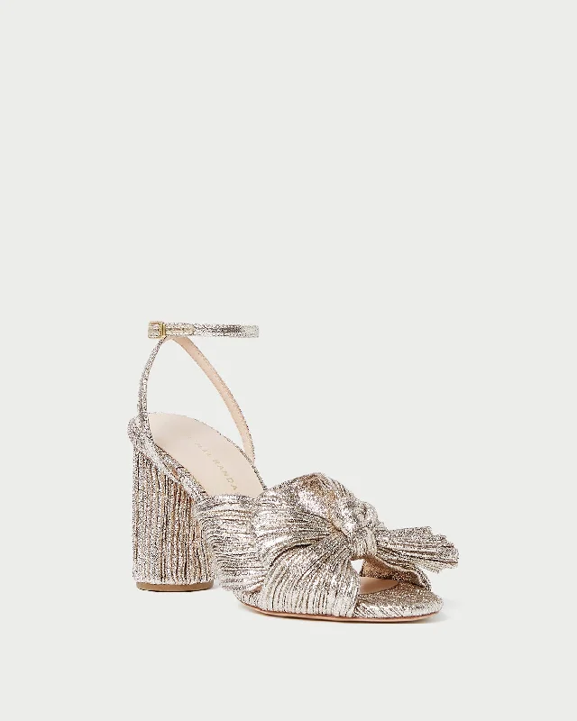 Camellia Champagne Pleated Bow Heel