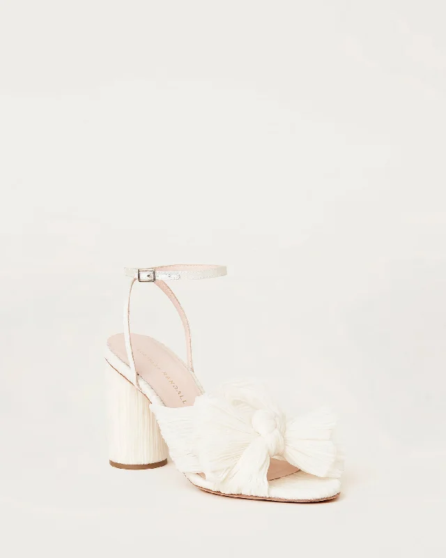 Camellia Pearl Pleated Bow Heel