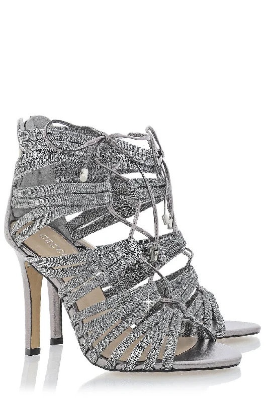 CECCONELLO ALESIA Silver Cord Heeled Sandals