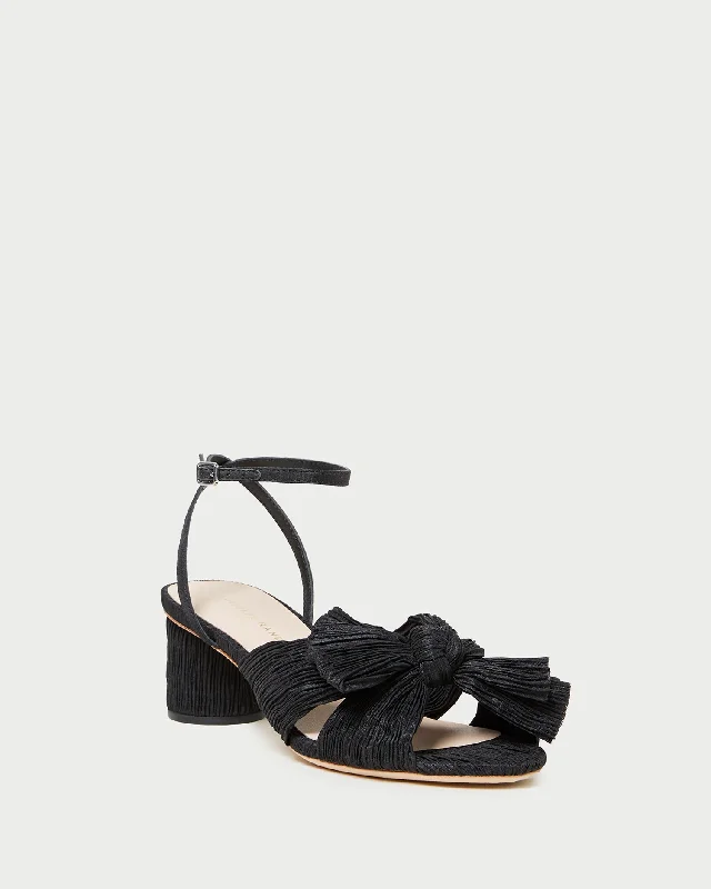 Dahlia Black Pleated Bow Heel