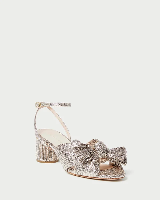 Dahlia Champagne Pleated Bow Heel