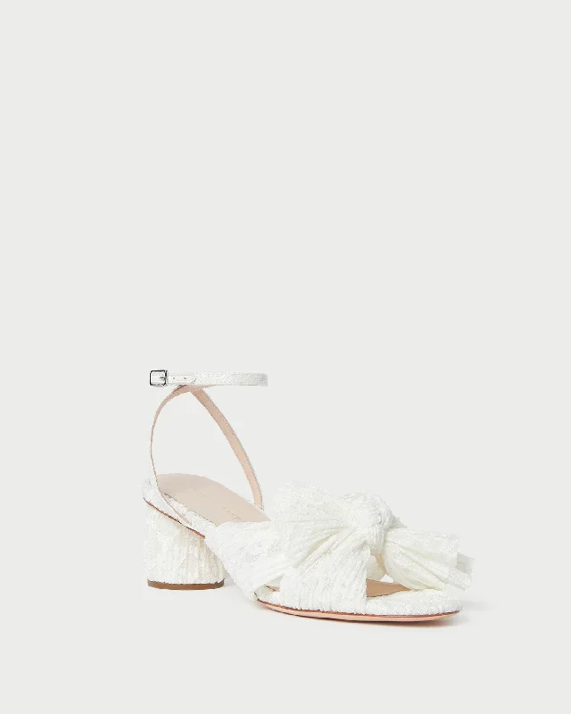 Dahlia White Lace Bow Heel