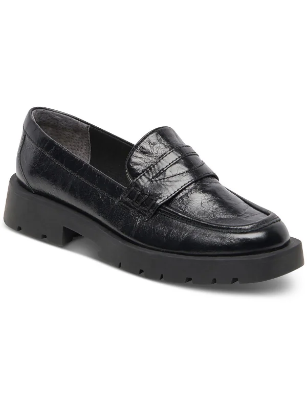 ELIAS Womens Leather Raised Square Toe Loafers