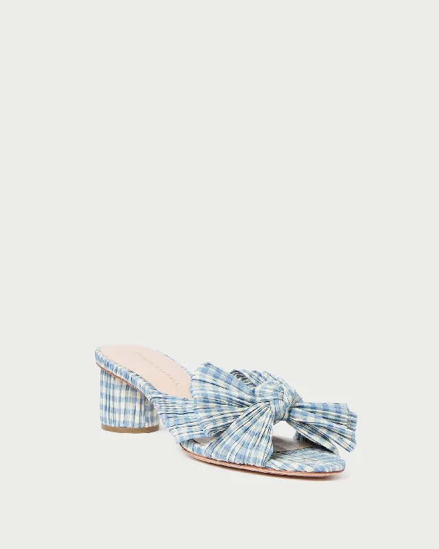 Emilia Blue Gingham Bow Heel