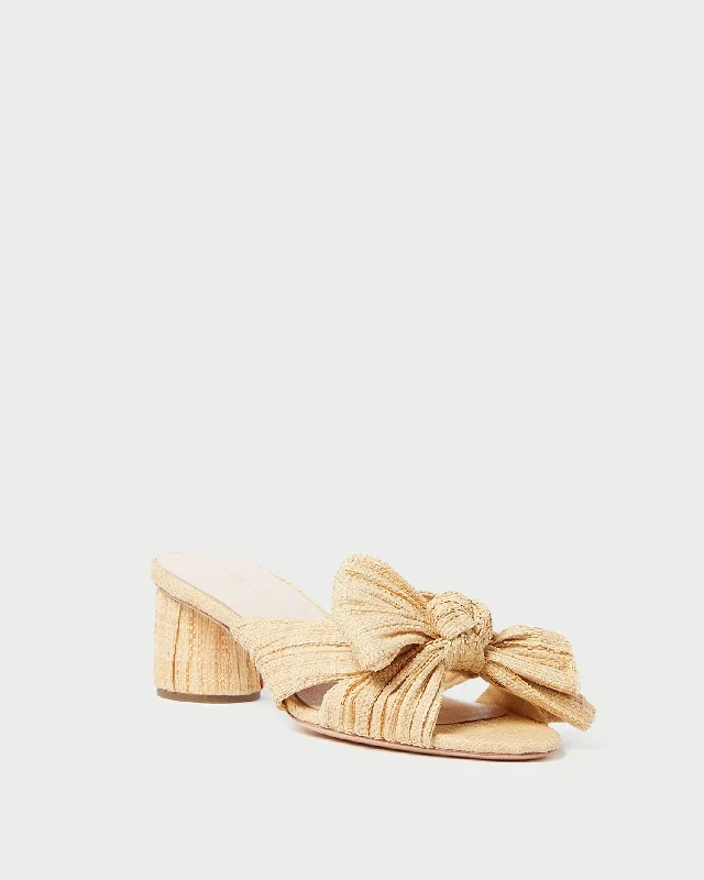 Emilia Natural Pleated Bow Heel