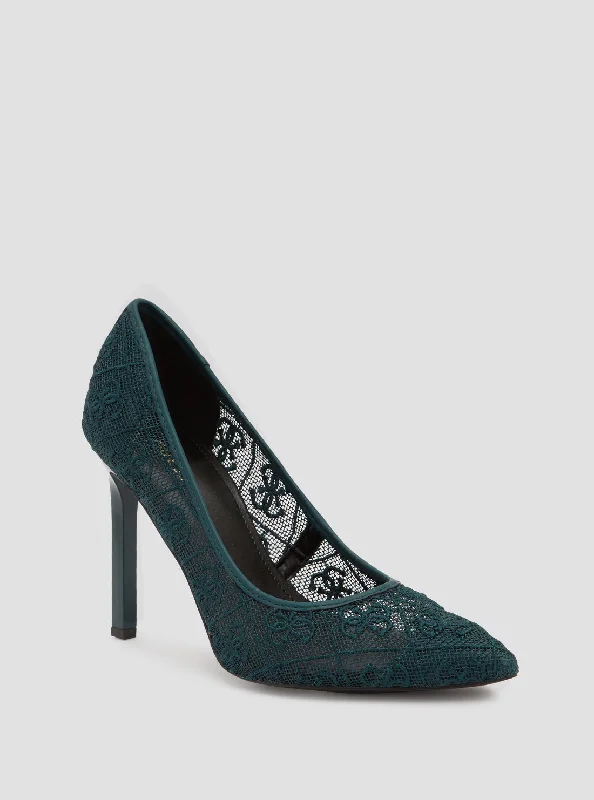 Green Seannay Logo Pumps