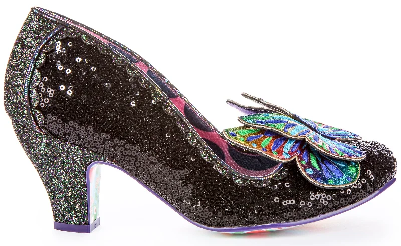 Irregular Choice Madam Mariposa Heels In Black