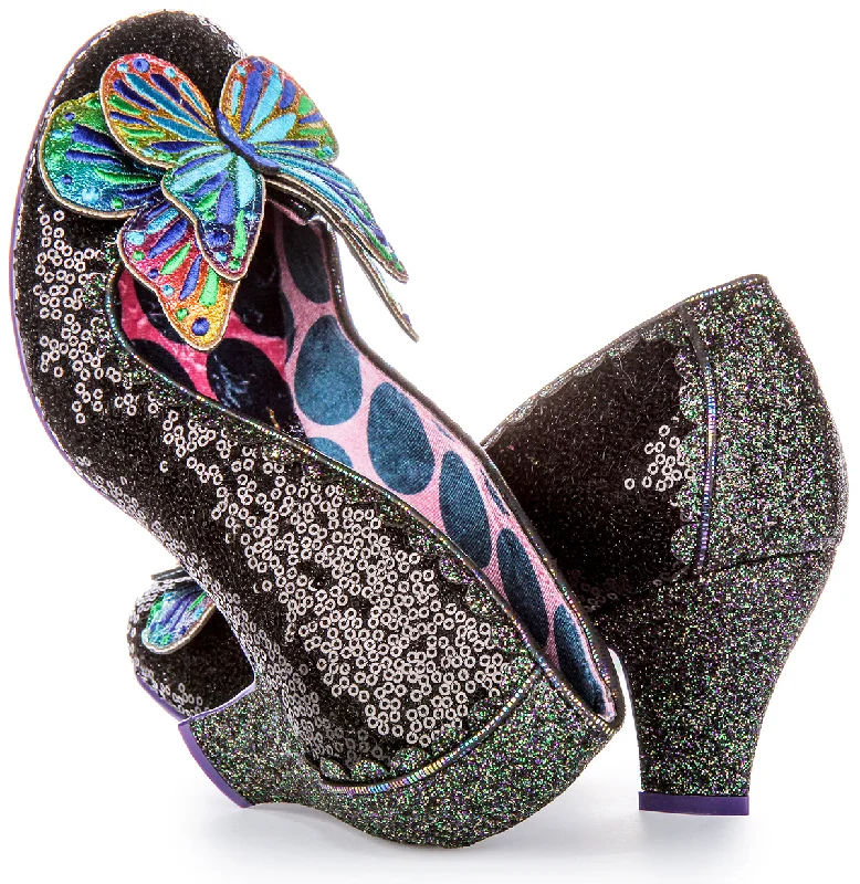 Irregular Choice Madam Mariposa Heels In Black