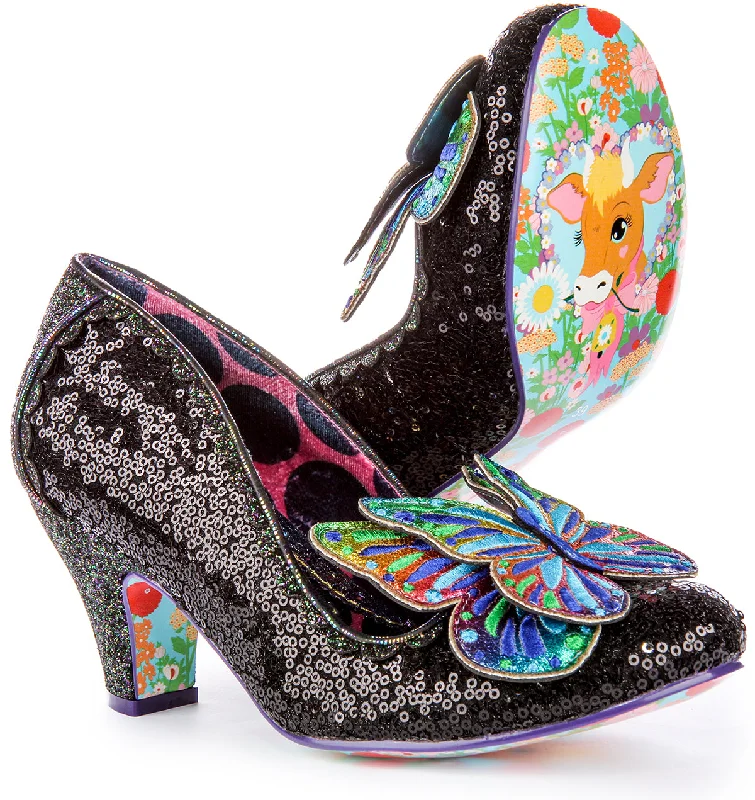 Irregular Choice Madam Mariposa Heels In Black