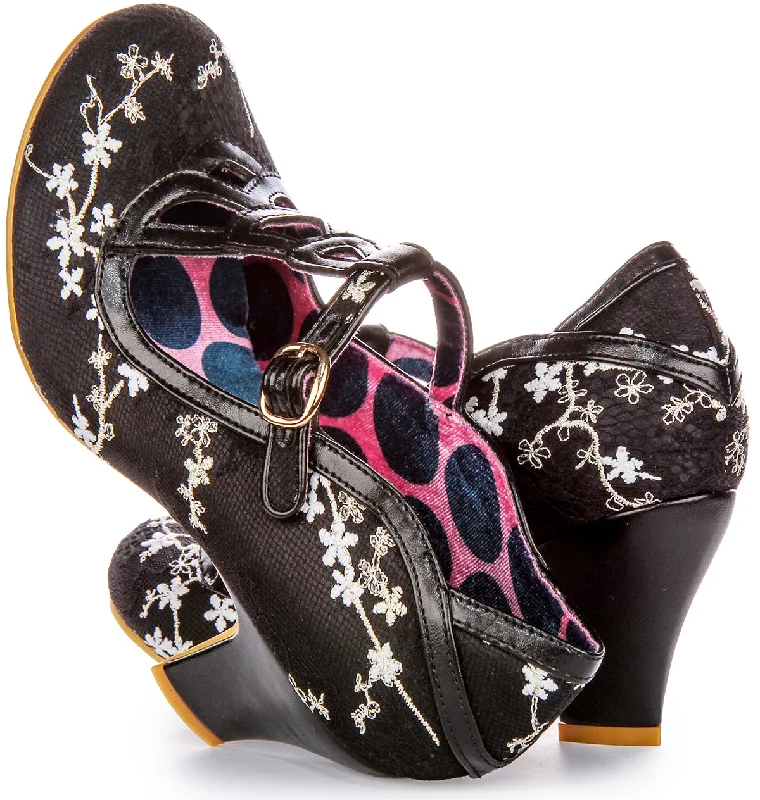 Irregular Choice Nicely Done Heels In Black White Floral