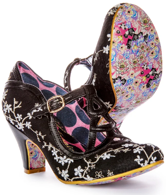 Irregular Choice Nicely Done Heels In Black White Floral