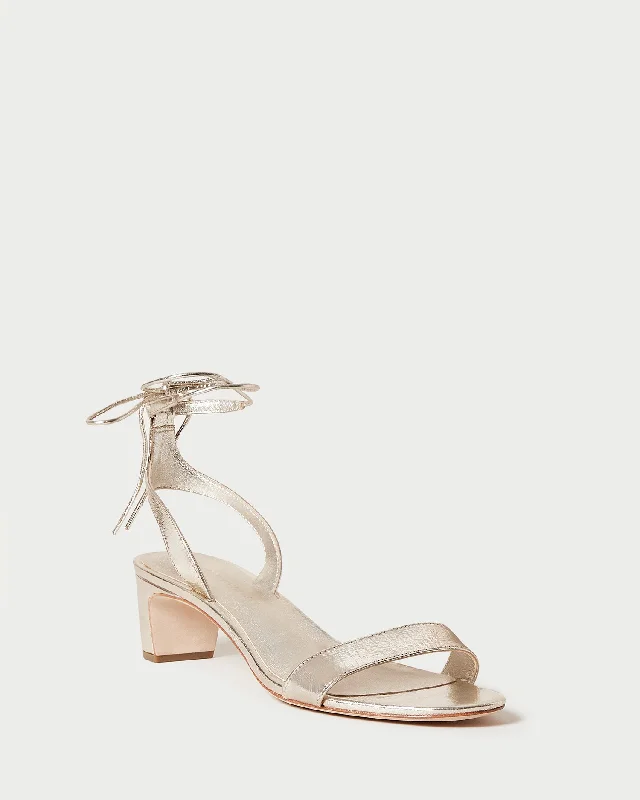 Jackie Champagne Mid Heel Sandal