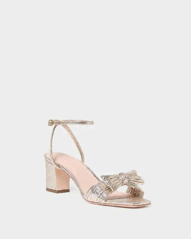 Kimora Champagne Pleated Bow Heel