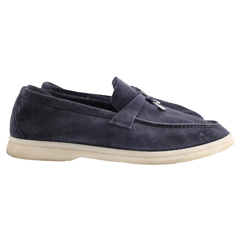 Loro Piana Summer Walk Loafers in Navy Blue Suede