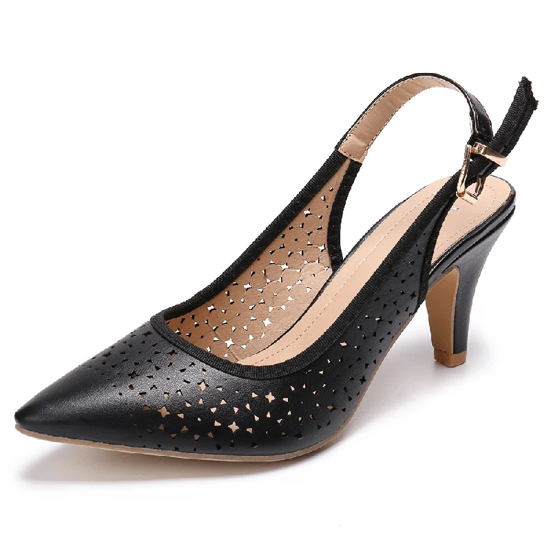 LOSTISY Women Hollow Out Pointed Toe Slingback Elegant Office Pumps