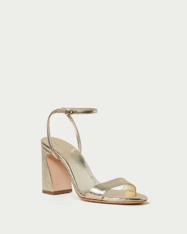 Malia Champagne Curved-Heel Sandal