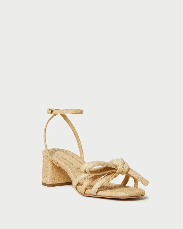 Mikel Natural Bow Mid-Heel Sandal