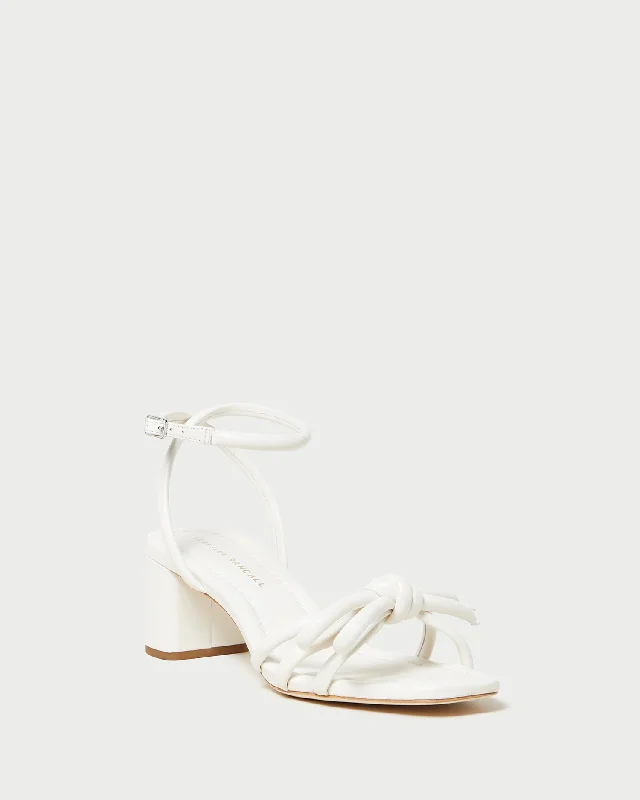 Mikel White Bow Mid-Heel Sandal