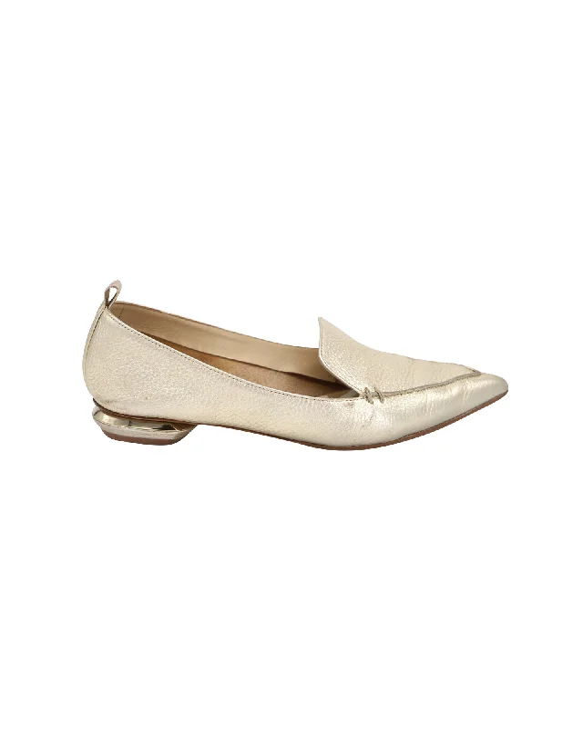 Nicholas Kirkwood Beya Loafers in Gold Leather