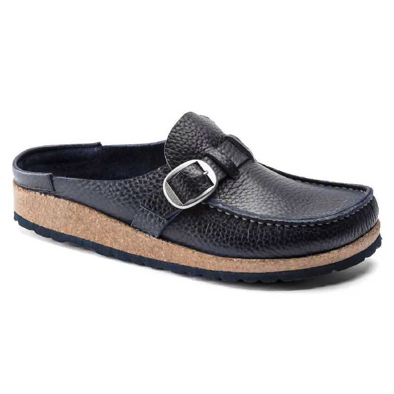 Unisex Buckley Natural Leather Original Footbed Moccasin - Narrow Fit In Navy