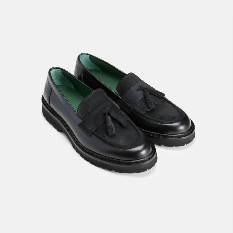 Women's Richee Penny Loafer In Crust Leather Black Suede