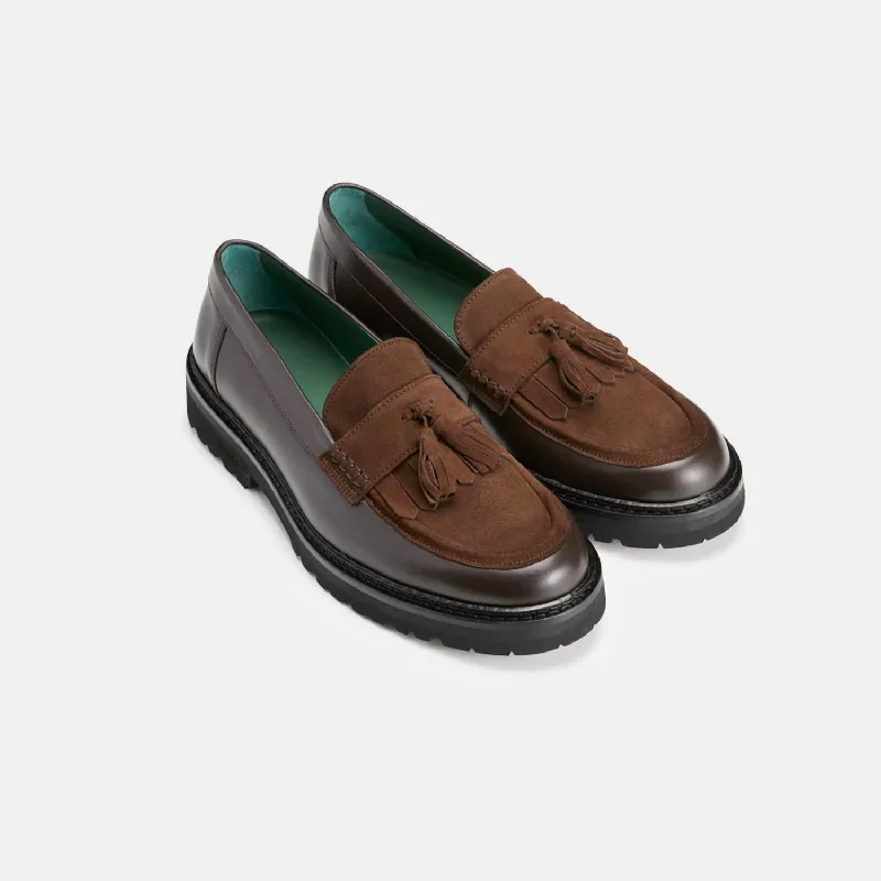 Women's Richee Penny Loafer In Crust Leather Brown Suede