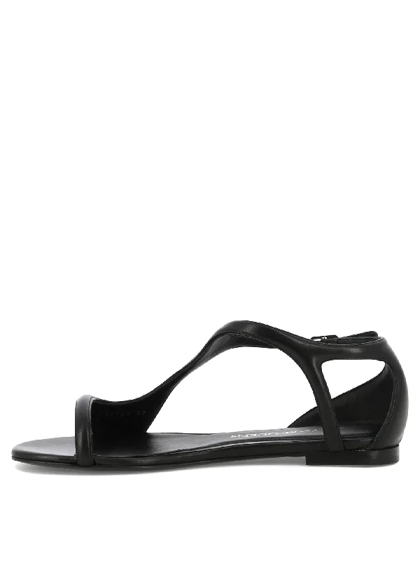 ALEXANDER MCQUEEN 24SS Women's Black Leather Sandals