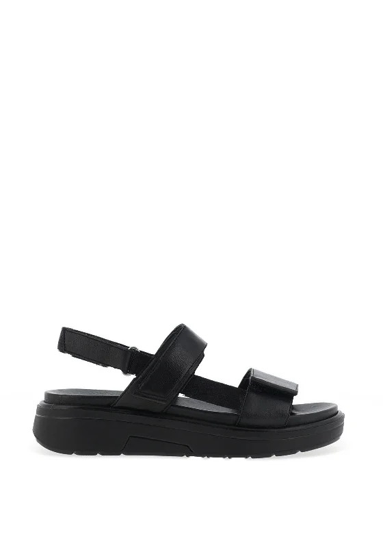 Ara Lucca Leather Velcro Strap Sandals, Black